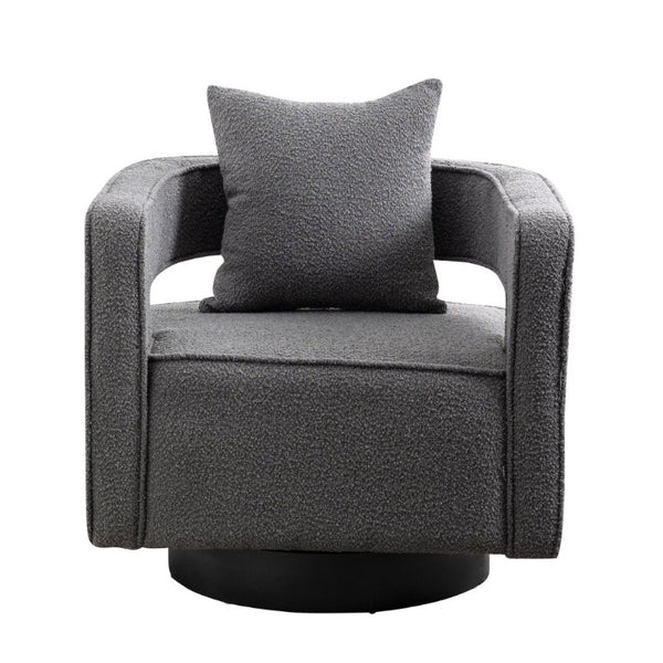 English Elm 29.13W Boucle Swivel Lounge Chair Open Back Sculptural Accent for Living Room Gray W3098P439177