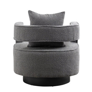English Elm 29.13W Boucle Swivel Lounge Chair Open Back Sculptural Accent for Living Room Gray W3098P439177