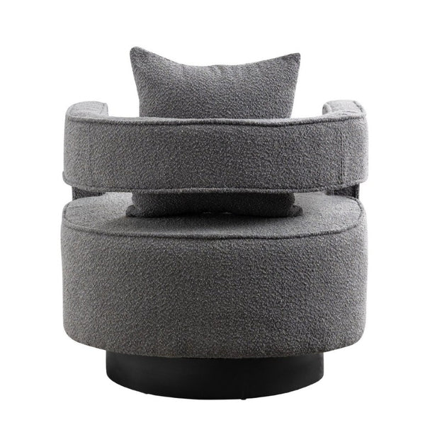 English Elm 29.13W Boucle Swivel Lounge Chair Open Back Sculptural Accent for Living Room Gray W3098P439177