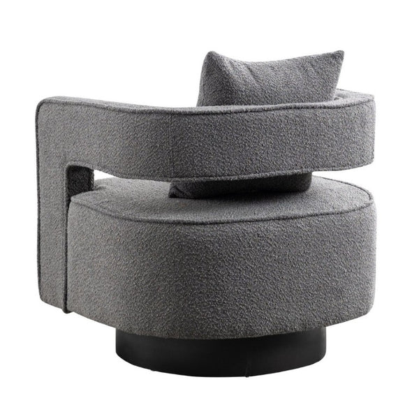 English Elm 29.13W Boucle Swivel Lounge Chair Open Back Sculptural Accent for Living Room Gray W3098P439177