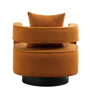 English Elm 29.13W Boucle Swivel Accent Chair Open Back 360 Rotation for Bedroom or Lounge Caramel W3098P439179