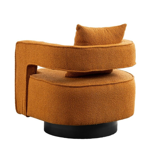 English Elm 29.13W Boucle Swivel Accent Chair Open Back 360 Rotation for Bedroom or Lounge Caramel W3098P439179