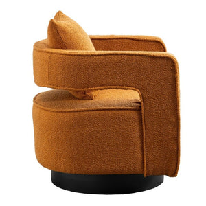 English Elm 29.13W Boucle Swivel Accent Chair Open Back 360 Rotation for Bedroom or Lounge Caramel W3098P439179