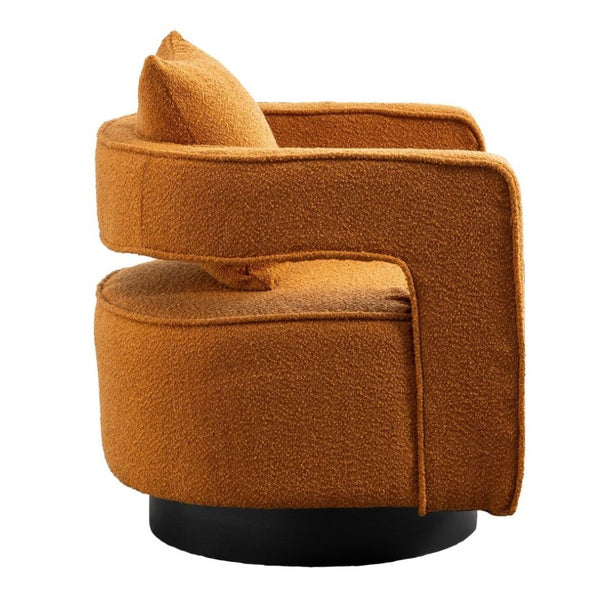 English Elm 29.13W Boucle Swivel Accent Chair Open Back 360 Rotation for Bedroom or Lounge Caramel W3098P439179