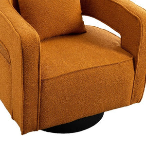 English Elm 29.13W Boucle Swivel Accent Chair Open Back 360 Rotation for Bedroom or Lounge Caramel W3098P439179