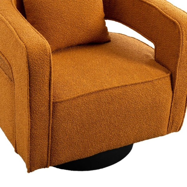English Elm 29.13W Boucle Swivel Accent Chair Open Back 360 Rotation for Bedroom or Lounge Caramel W3098P439179