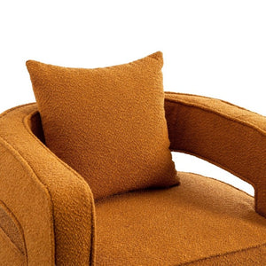 English Elm 29.13W Boucle Swivel Accent Chair Open Back 360 Rotation for Bedroom or Lounge Caramel W3098P439179