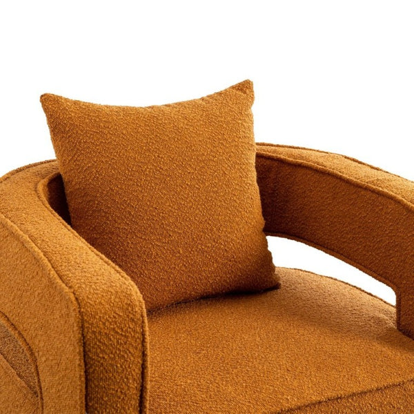 English Elm 29.13W Boucle Swivel Accent Chair Open Back 360 Rotation for Bedroom or Lounge Caramel W3098P439179