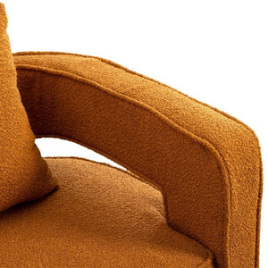 English Elm 29.13W Boucle Swivel Accent Chair Open Back 360 Rotation for Bedroom or Lounge Caramel W3098P439179