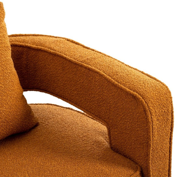 English Elm 29.13W Boucle Swivel Accent Chair Open Back 360 Rotation for Bedroom or Lounge Caramel W3098P439179