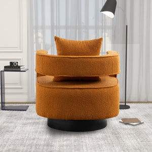 English Elm 29.13W Boucle Swivel Accent Chair Open Back 360 Rotation for Bedroom or Lounge Caramel W3098P439179