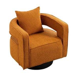 English Elm 29.13W Boucle Swivel Accent Chair Open Back 360 Rotation for Bedroom or Lounge Caramel W3098P439179