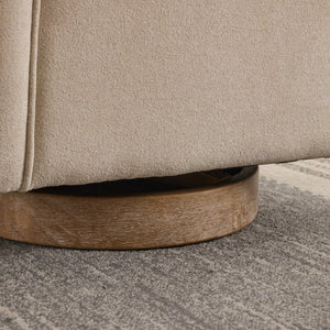 English Elm 28.94W Swivel Accent Chair Linen Blend Open Back Lounge Seat Rubberwood Base Beige W3098P439180