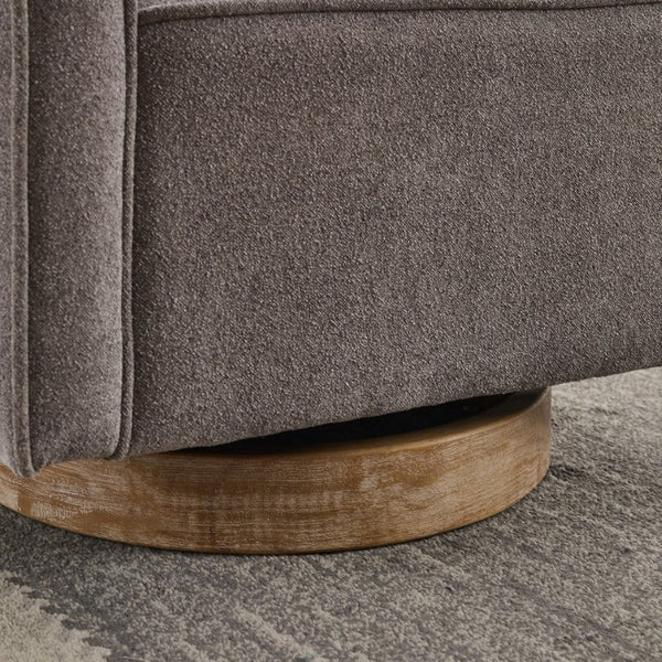 English Elm 28.94W Swivel Club Accent Chair Linen Blend Upholstery Rubberwood Base Living Room W3098P439181