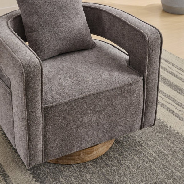 English Elm 28.94W Swivel Club Accent Chair Linen Blend Upholstery Rubberwood Base Living Room W3098P439181