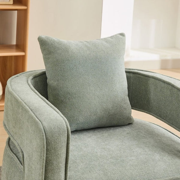 English Elm 29.13W Boucle Swivel Accent Chair Open Back 360 Rotation for Bedroom or Lounge Pale Green W3098P439182