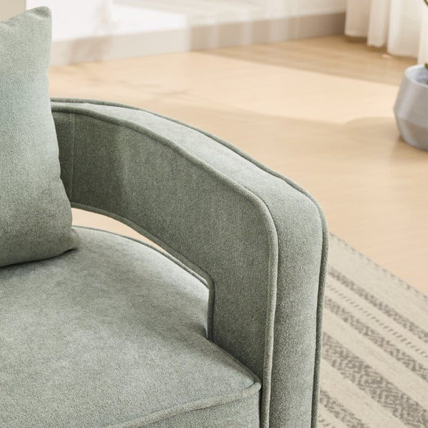 English Elm 29.13W Boucle Swivel Accent Chair Open Back 360 Rotation for Bedroom or Lounge Pale Green W3098P439182
