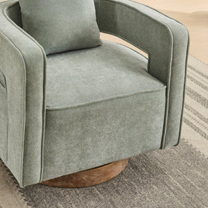 English Elm 29.13W Boucle Swivel Accent Chair Open Back 360 Rotation for Bedroom or Lounge Pale Green W3098P439182