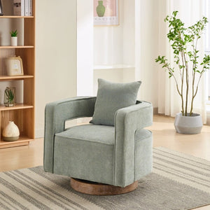 English Elm 29.13W Boucle Swivel Accent Chair Open Back 360 Rotation for Bedroom or Lounge Pale Green W3098P439182