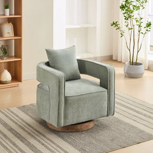 English Elm 29.13W Boucle Swivel Accent Chair Open Back 360 Rotation for Bedroom or Lounge Pale Green W3098P439182