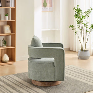 English Elm 29.13W Boucle Swivel Accent Chair Open Back 360 Rotation for Bedroom or Lounge Pale Green W3098P439182