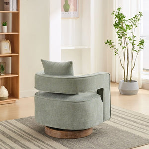 English Elm 29.13W Boucle Swivel Accent Chair Open Back 360 Rotation for Bedroom or Lounge Pale Green W3098P439182