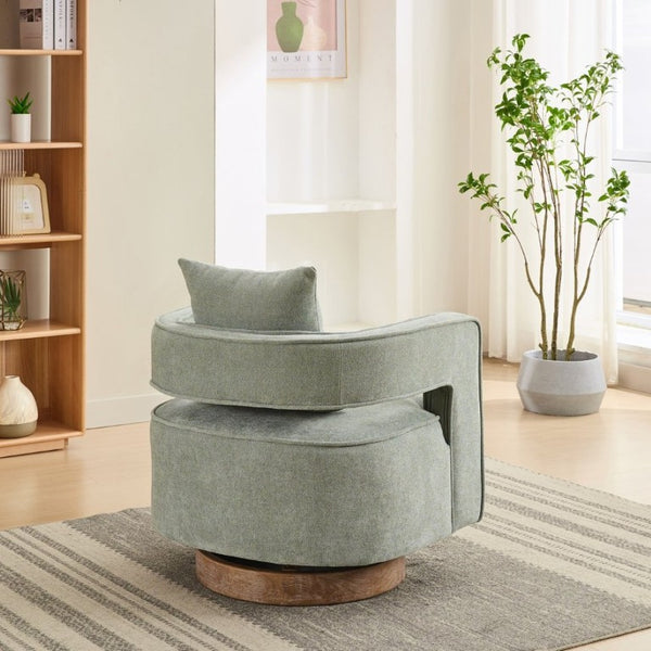 English Elm 29.13W Boucle Swivel Accent Chair Open Back 360 Rotation for Bedroom or Lounge Pale Green W3098P439182