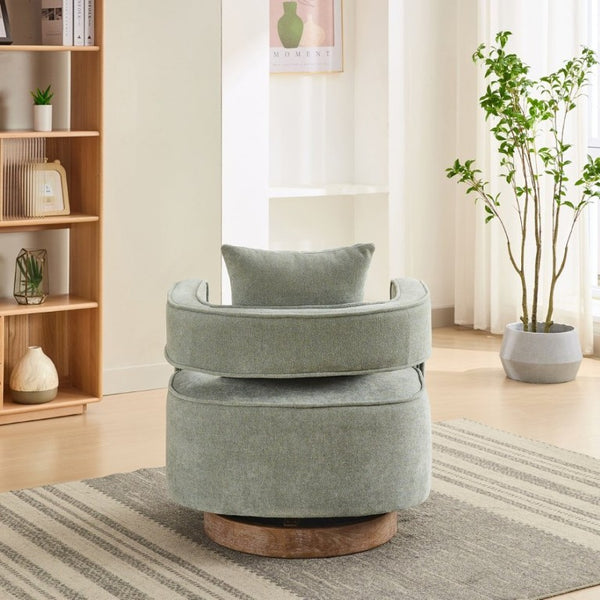 English Elm 29.13W Boucle Swivel Accent Chair Open Back 360 Rotation for Bedroom or Lounge Pale Green W3098P439182