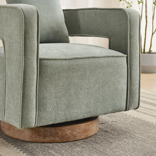 English Elm 29.13W Boucle Swivel Accent Chair Open Back 360 Rotation for Bedroom or Lounge Pale Green W3098P439182