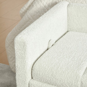 English Elm 63.98"wide Chenille Storage Bench Upholstered Seat with Bolster Pillows Armrests Bedroom Ivory W3098P467363