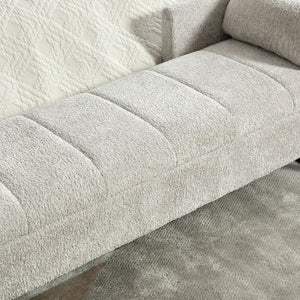 English Elm 63.98"wide Chenille Storage Bench Upholstered Seat with Bolster Pillows Armrests Bedroom Light Gray W3098P467364