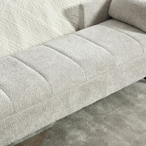 English Elm 63.98"wide Chenille Storage Bench Upholstered Seat with Bolster Pillows Armrests Bedroom Light Gray W3098P467364