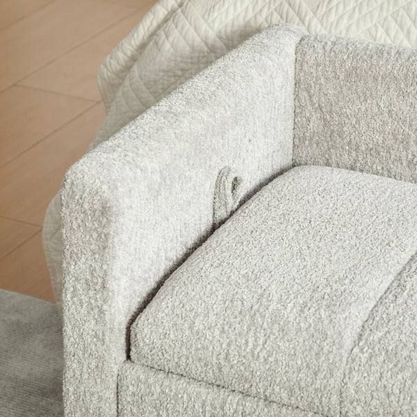 English Elm 63.98"wide Chenille Storage Bench Upholstered Seat with Bolster Pillows Armrests Bedroom Light Gray W3098P467364