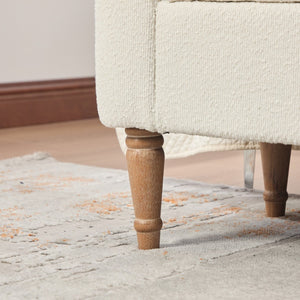 English Elm 65.94" Boucle Upholstered Storage Bench Daybed with Bolster Pillows and Rubberwood Legs Ivory W3098P467366