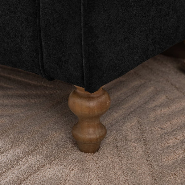 English Elm 65.75 Inch Upholstered Storage Bench Rolled Arms Rubberwood Legs Entryway Bedroom Seat Black W3098P470272