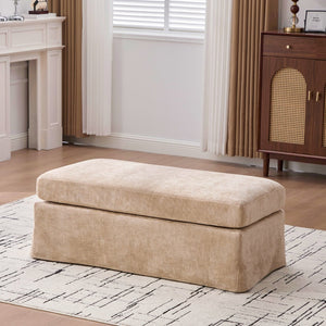 English Elm 43.7" Square Chenille Cocktail Ottoman with Removable Tray Top and Sleek Metal Legs Wheat W3098P496320