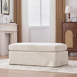 English Elm 43.7" Wide Chenille Square Ottoman with Tray Removable Cover and Black Metal Legs W3098P496321