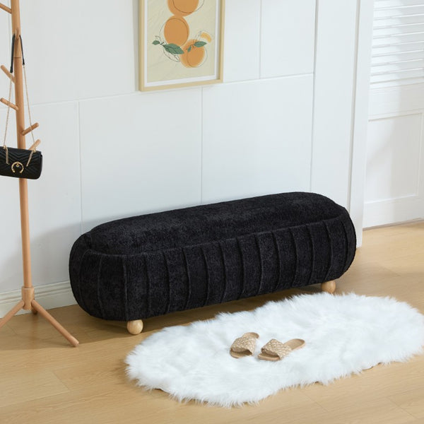English Elm 55.12Wide Chenille Storage Bench Flip Top Ottoman with Rubberwood Legs Bedroom Entryway W3098P538035