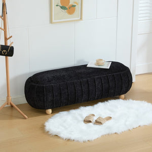 English Elm 55.12Wide Chenille Storage Bench Flip Top Ottoman with Rubberwood Legs Bedroom Entryway W3098P538035