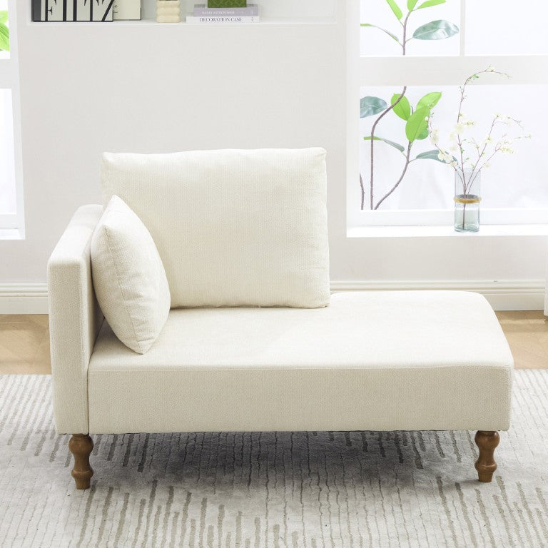 English Elm 50 Inch Chenille Chaise Lounge with Walnut Rubberwood Legs and Pocketed Spring Seat Support Beige W3098P539916