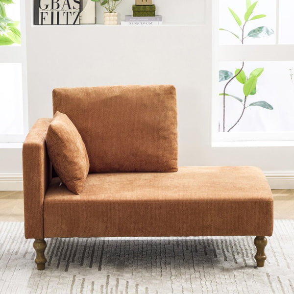 English Elm 50 Inch Modern Chenille Chaise Lounge with Pocketed Springs and Walnut Rubberwood Legs W3098P539918