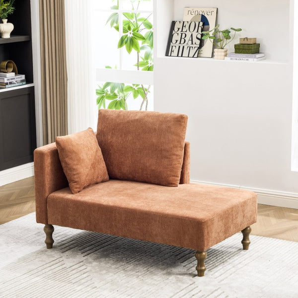 English Elm 50 Inch Modern Chenille Chaise Lounge with Pocketed Springs and Walnut Rubberwood Legs W3098P539918