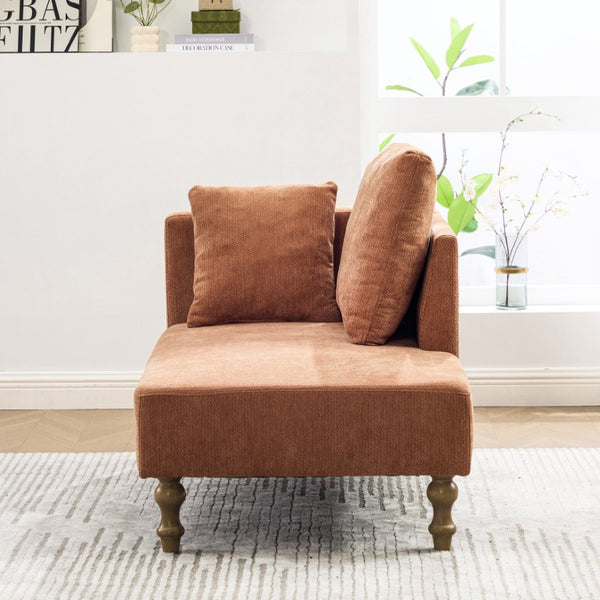 English Elm 50 Inch Modern Chenille Chaise Lounge with Pocketed Springs and Walnut Rubberwood Legs W3098P539918