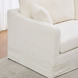 English Elm 86.61" Wide Chenille Two-seat Sofa Solid Wood Frame with Bolster Pillows for Living Rooms Beige W3098S00080