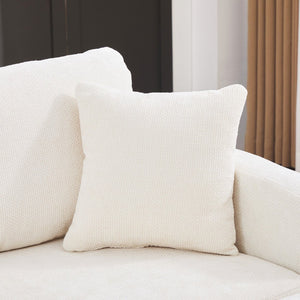 English Elm 86.61" Wide Chenille Two-seat Sofa Solid Wood Frame with Bolster Pillows for Living Rooms Beige W3098S00080