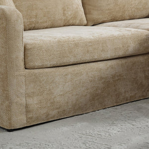 English Elm 86.61" Wide Chenille Two-seat Sofa Solid Wood Frame with Bolster Pillows for Living Rooms Wheat W3098S00081