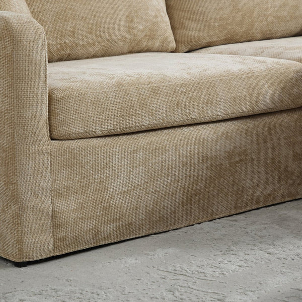 English Elm 86.61" Wide Chenille Two-seat Sofa Solid Wood Frame with Bolster Pillows for Living Rooms Wheat W3098S00081