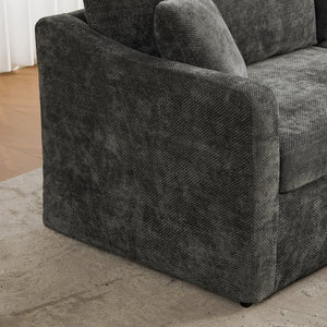 English Elm 86.61" Wide Chenille Two-seat Sofa Solid Wood Frame with Bolster Pillows for Living Rooms Charcoal W3098S00082