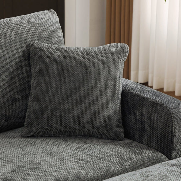 English Elm 86.61" Wide Chenille Two-seat Sofa Solid Wood Frame with Bolster Pillows for Living Rooms Charcoal W3098S00082