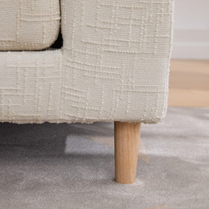 English Elm 83.1"wide Chenille Chaise Bench Bolster Pillows Rubberwood Legs Modern Bedroom Lounge Beige W3098S00089